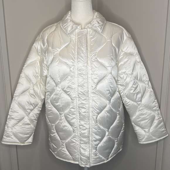 ASOS DESIGN onion quilt padded puffer jacket in white Size 6 Shacket - Picture 6 of 14
